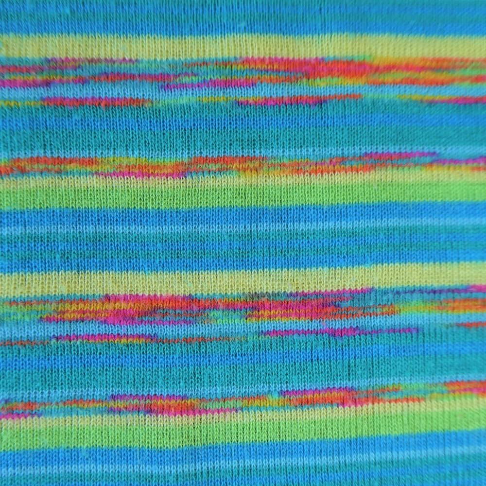 lei Baby Tee T Shirt Vintage Marled Striped Knit Blue Yellow Red M - Picture 2 of 8